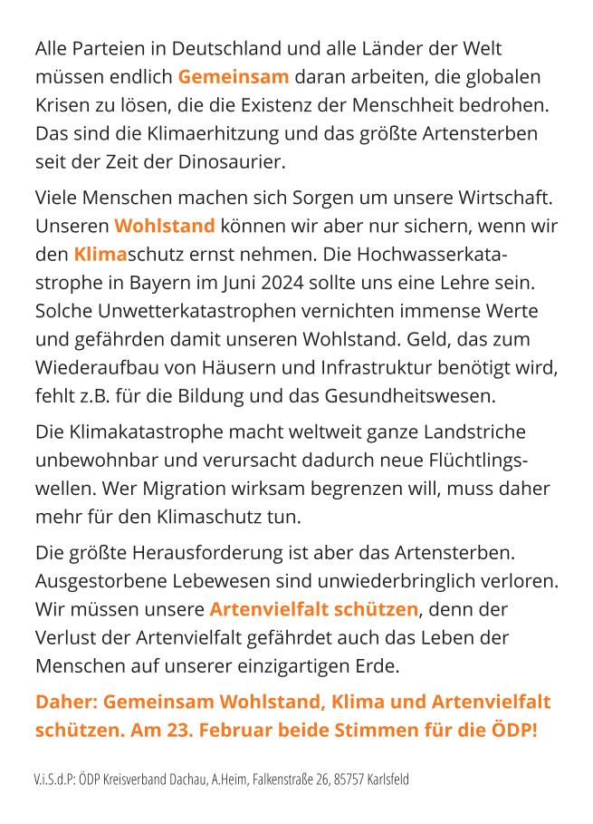 Der Text meines Werbeflyers